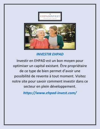 INVESTIR OU INVESTISSEMENT EN EHPAD