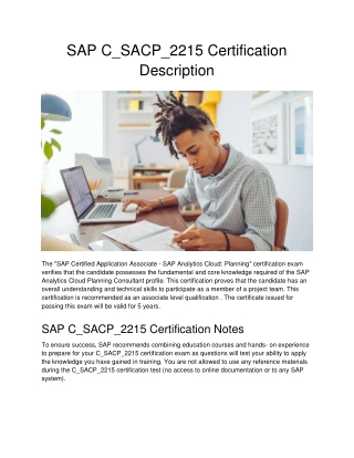 SAP C_SACP_2215 Certification Description