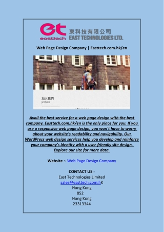 Webpage Design Company Easttech.com.hk