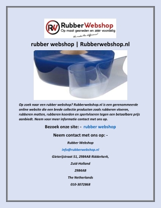 rubber webshop Rubberwebshop nl