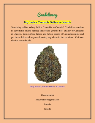 Buy Indica Cannabis Online in Ontario  Candelivery.online