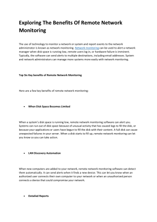 Remote Network Monitoring