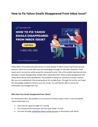 How to Fix Yahoo Emails Disappeared From Inbox Issue?