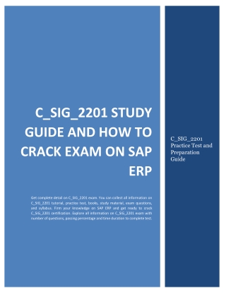 C_SIG_2201 Study Guide and How to Crack Exam on SAP ERP