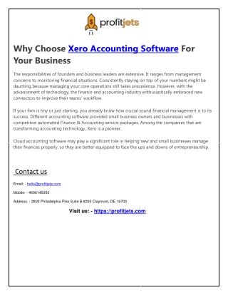 Profitjets Xero Accounting Software