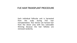 FUE HAIR TRANSPLANT PROCEDURE