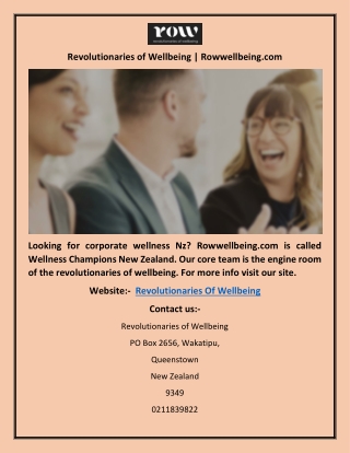 Revolutionaries of Wellbeing | Rowwellbeing.com