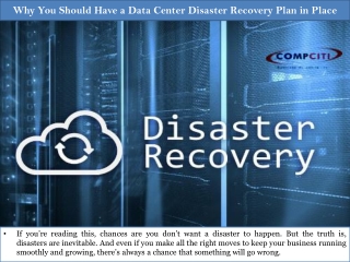 Why You Should Have a Data Center Disaster Recovery Plan in Place