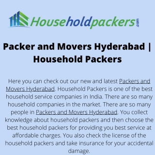 Packer and Movers Hyderabad  Household Packers
