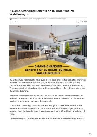 6 Game-Changing Benefits of 3D Architectural Walkthroughs