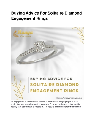 Buying Advice For Solitaire Diamond Engagement Rings