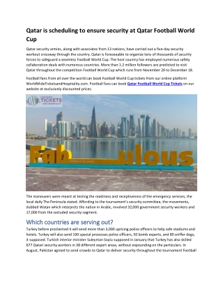 Qatar is scheduling to ensure security at Qatar Football World Cup
