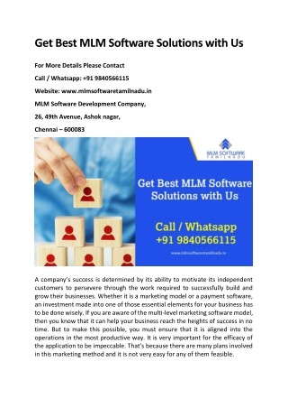 Get Best MLM Software Solutions with Us