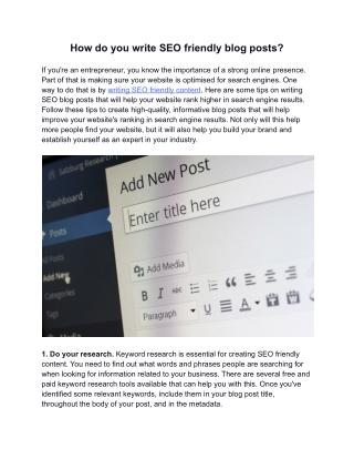 How do you write SEO friendly blog posts