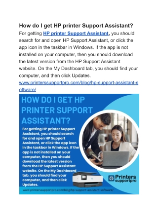 How do I get HP printer Support Assistant?
