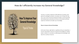How do I efficiently increase my General Knowledge_