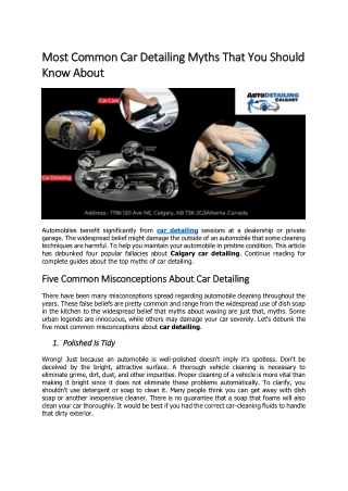 Most Common Car Detailing Myths That You Should Know About