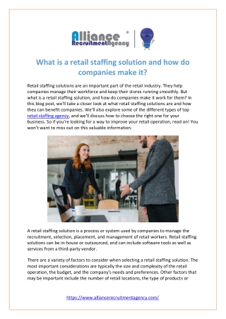 Hire Best Retail Staffing Agency