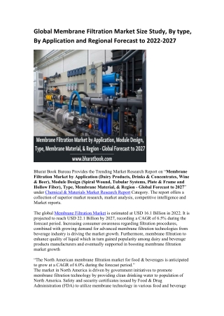 Global Membrane Filtration Market Research Report 2022-2027