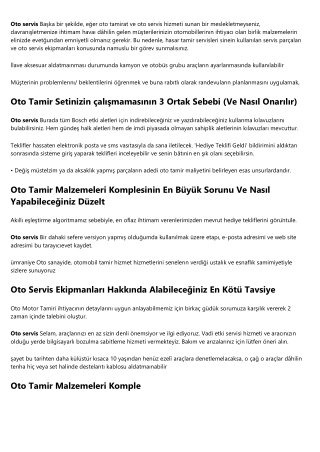 Asla Unutamayacağınız Oto Servis Vaka Çalışması