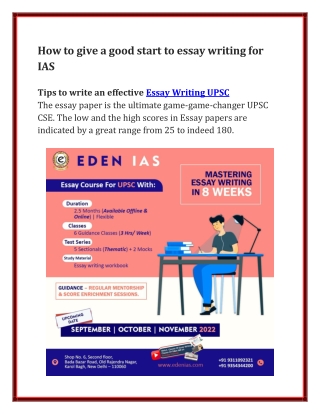 How to give a good start to essay writing for IAS
