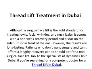 Thread Lift Treatment in Dubai