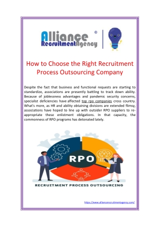 How to Choose the Right Recruitment Process Outsourcing Company
