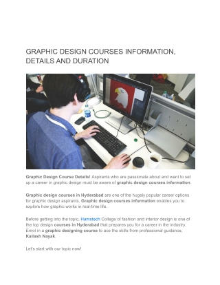 GRAPHIC DESIGN COURSES INFORMATION, DETAILS AND DURATION