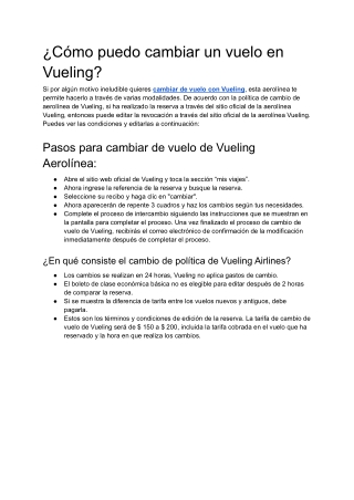 ¿Cómo puedo cambiar un vuelo en Vueling