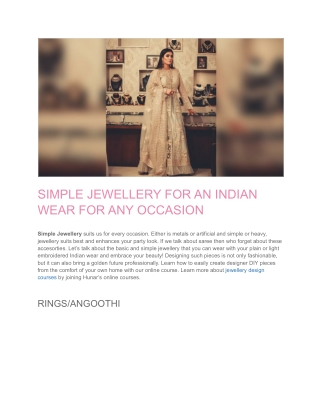 SIMPLE JEWELLERY FOR AN INDIAN WEAR FOR ANY OCCASION