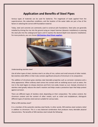 Application and Benefits of Steel