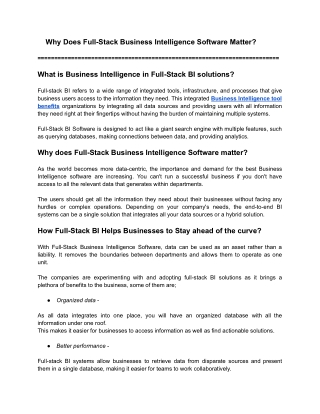 Why Does Full-Stack Business Intelligence Software Matter_