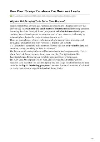 1How Can I Scrape Facebook For Business Leads