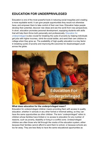 EDUCATION FOR UNDERPRIVILEGED