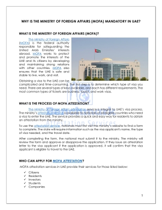 WHAT IS THE MINISTRY OF FOREIGN AFFAIRS (MOFA)?