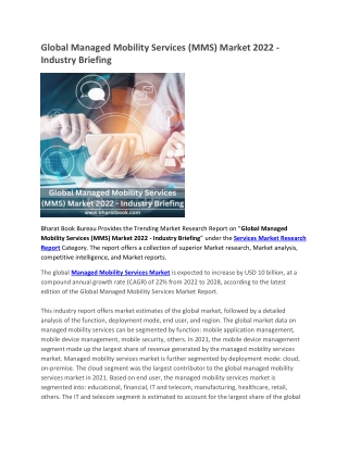 Global Managed Mobility Services (MMS) Market 2022 - Industry Briefing