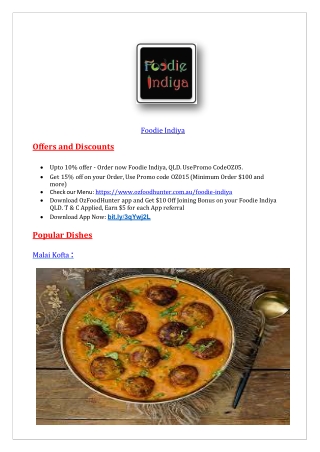 Upto 10% Offer - Foodie Indiya Nerang - Order Now