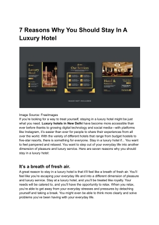 7 Reasons Why You Should Stay In A Luxury Hotel