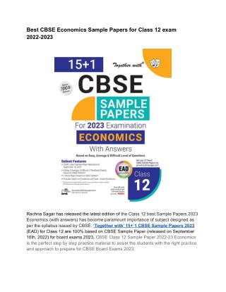 Best CBSE Economics Sample Papers for Class 12 exam 2022-2023