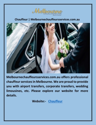 Chauffeur | Melbournechauffeursservices.com.au