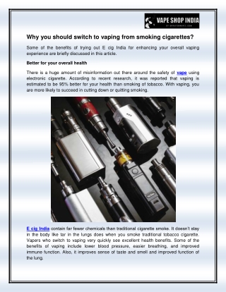 E cig India