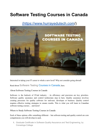 Software Testing Courses in Canada