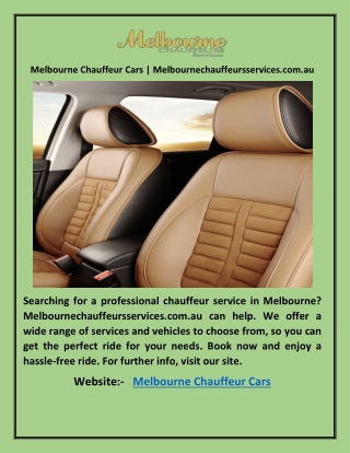 Melbourne Chauffeur Cars | Melbournechauffeursservices.com.au