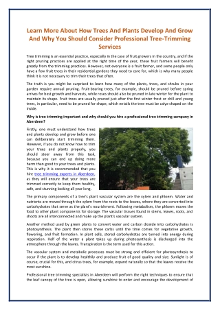 Learn More About How Trees And Plants Develop And Grow And Why You Should Consider Professional Tree-Trimming Services
