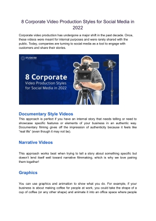 8 Corporate Video Production Styles for Social Media in 2022