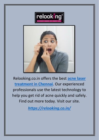 Acne Laser Treatment In Chennai | Relooking.co.in