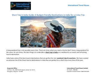 Short Trip in India Guide 6 Budget-Friendly Destinations in India for a 2-day Trip