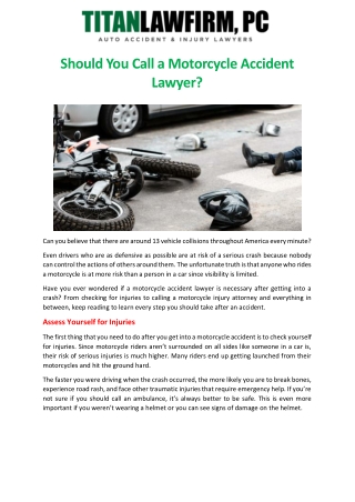 Should You Call a Motorcycle Accident Lawyer