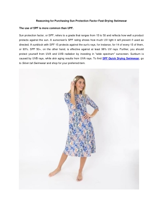 Reasoning for Purchasing Sun Protection Factor Fast-Drying Swimwear