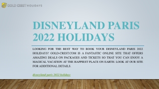 Disneyland Paris 2022 Holidays | Gold-crest.com